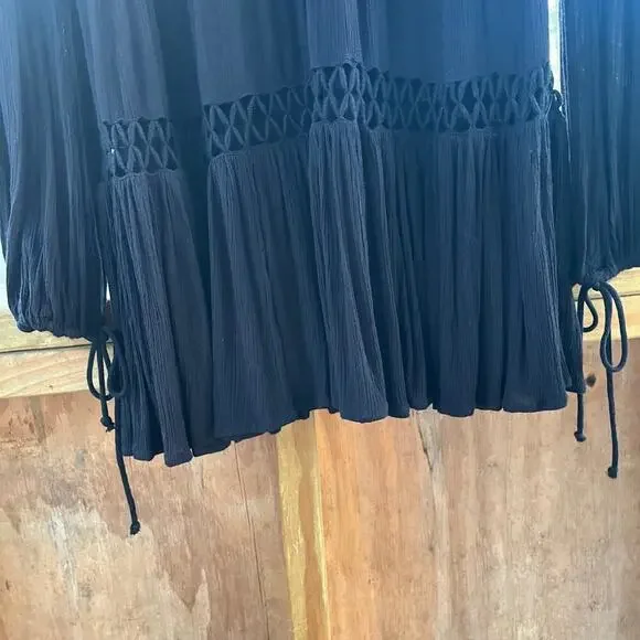 Free People Dusk Til Dawn Mini Dress Black And White Boho Dress Size S - Picture 6 of 10